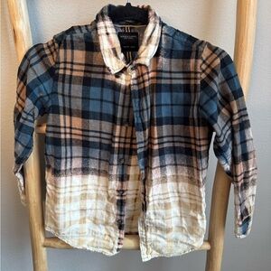 Denim & Flower Kids Plaid Shirt in Blue, Tan, and Cream Christmas shirt
